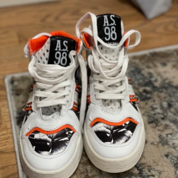 **SOLD** A.S. 98 WHITE MULTI COLORED HIGHTOP SNEAKER EU37 - Picture 2 of 7